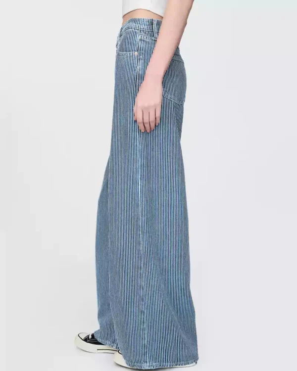 Mid Rise UltraSoft Denim Stripe Baggy Jeans Mid Rise UltraSoft Denim Stripe Baggy Jeans
