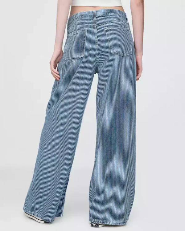 Mid Rise UltraSoft Denim Stripe Baggy Jeans Mid Rise UltraSoft Denim Stripe Baggy Jeans