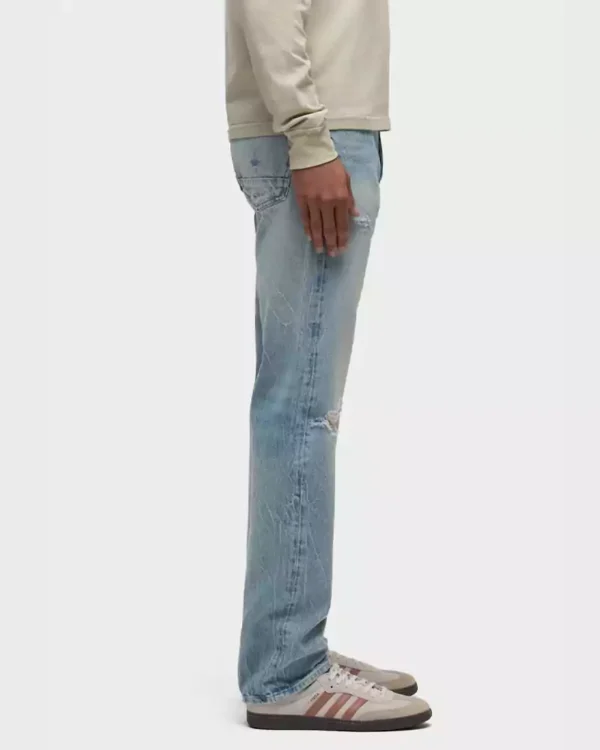 mid-rise light indigo wash Straight Leg Jean