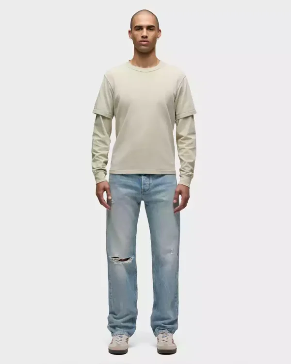 mid-rise light indigo wash Straight Leg Jean