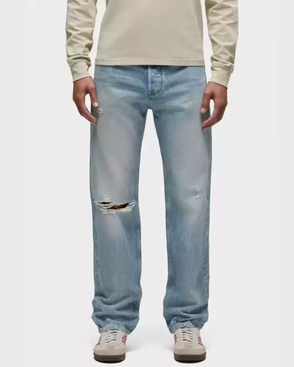 mid-rise light indigo wash Straight Leg Jean