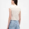 Off white wash Denim Tie-Neck Top Off white wash Denim Tie-Neck Top