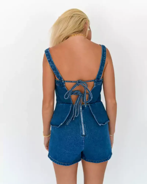 Peplum women denim rompers Peplum women denim rompers