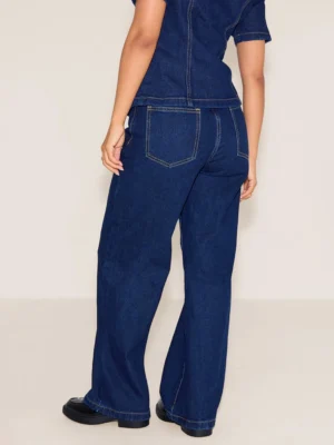 Petite Indigo Blue Wash Straight Leg Mid Rise Jeans 3 Petite Indigo Blue Wash Straight Leg Mid Rise Jeans