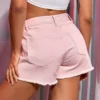 Pink Raw Hem Split Side women shorts Pink Raw Hem Split Side women shorts