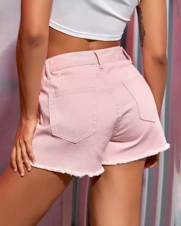 Pink Raw Hem Split Side women shorts Pink Raw Hem Split Side women shorts