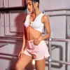 Pink Raw Hem Split Side women shorts Pink Raw Hem Split Side women shorts
