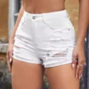 Ripped Raw Hem Denim women Shorts
