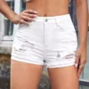 Ripped Raw Hem Denim women Shorts
