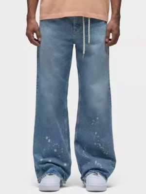 Vintage washed distressed straight-leg jeans Vintage washed distressed straight-leg jeans