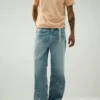 Vintage washed distressed straight-leg jeans Vintage washed distressed straight-leg jeans