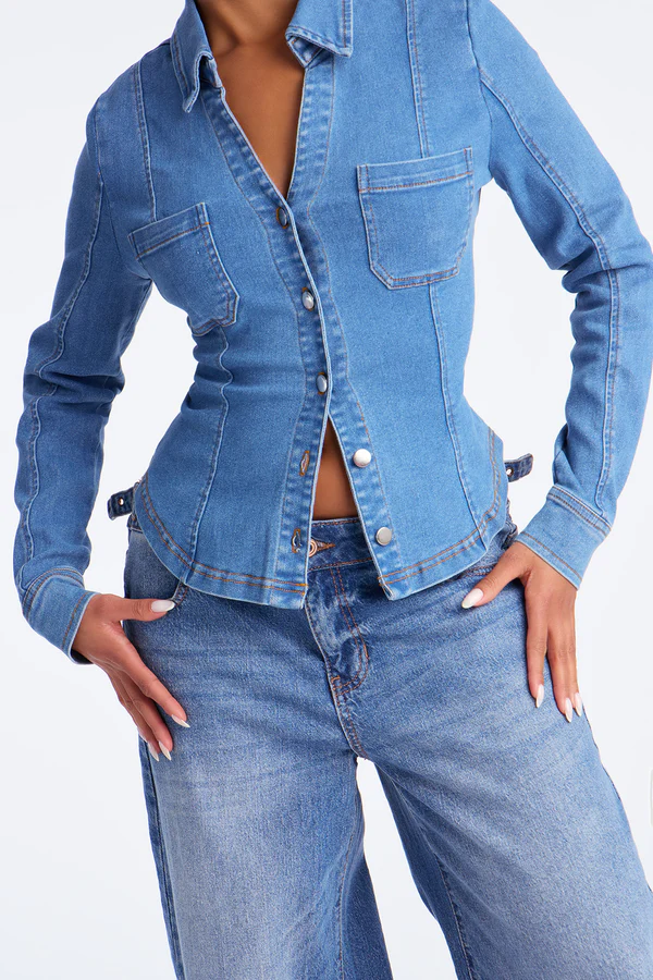 3 Medium Wash Made For Denim Top Shirt