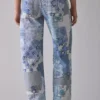 Affixed Cloth Embroidery Denim Clothing Cotton Canvas Low-Rise Pant Affixed Cloth Embroidery Denim Clothing