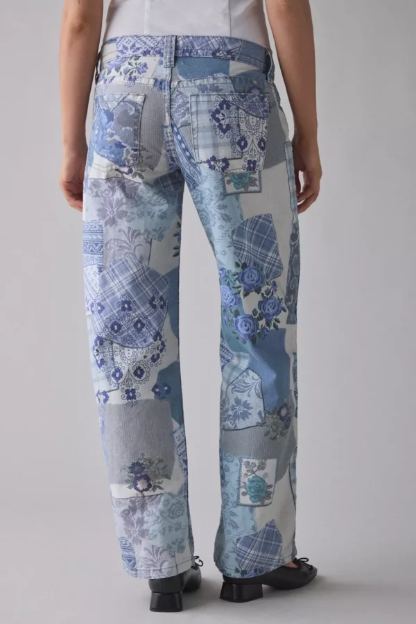 Affixed Cloth Embroidery Denim Clothing Cotton Canvas Low-Rise Pant Affixed Cloth Embroidery Denim Clothing