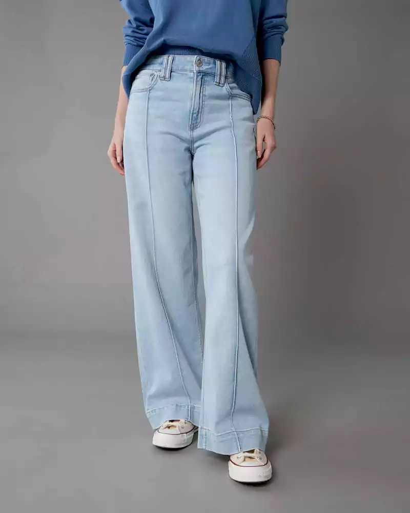 Baggy denim blue jeans