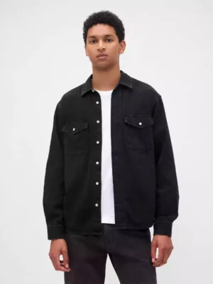 Black denim shirts mens
