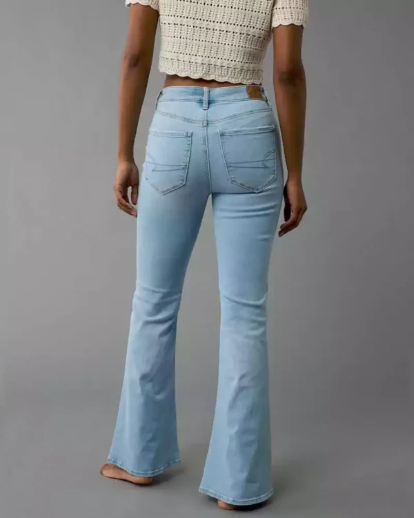 Blue denim flare jeans