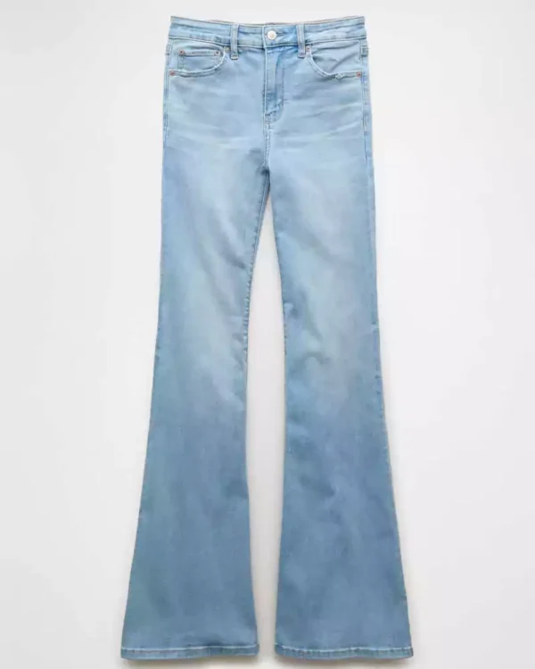 Blue denim flare jeans