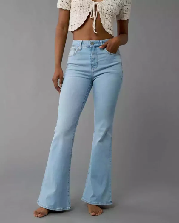 Blue denim flare jeans