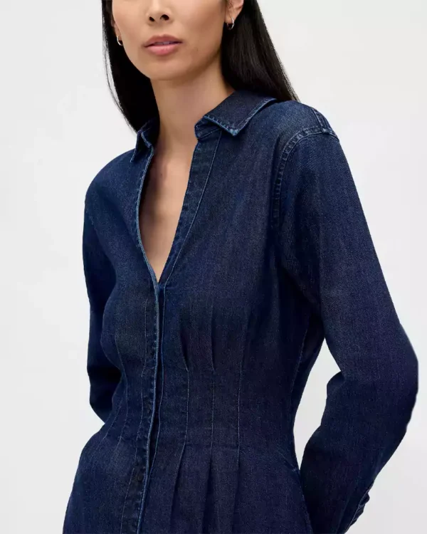 Blue denim maxi dress