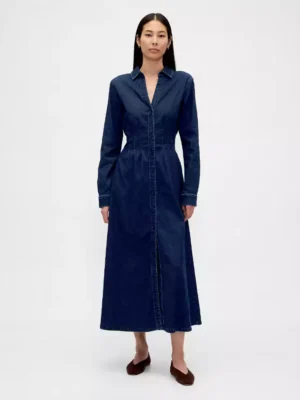 Blue denim maxi dress