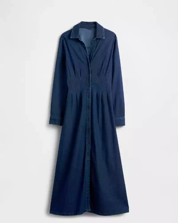 Blue denim maxi dress