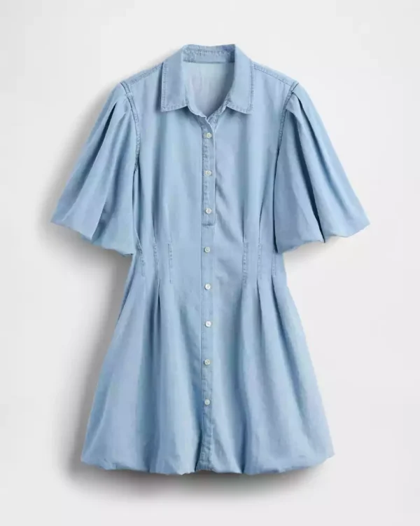 Bubble hem denim dress