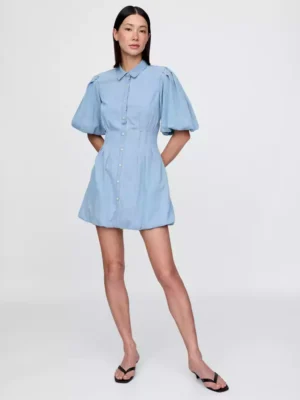 Bubble hem denim dress