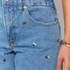 Denim jeans with embroidery