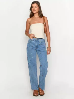 Denim jeans with embroidery