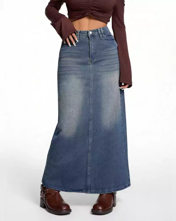 Denim long skirt