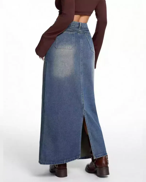 Denim long skirt