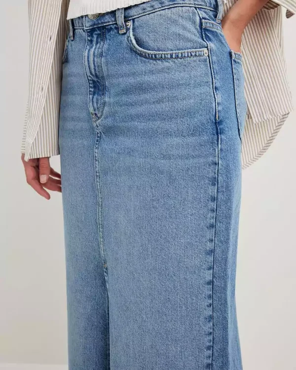 Denim maxi skirts