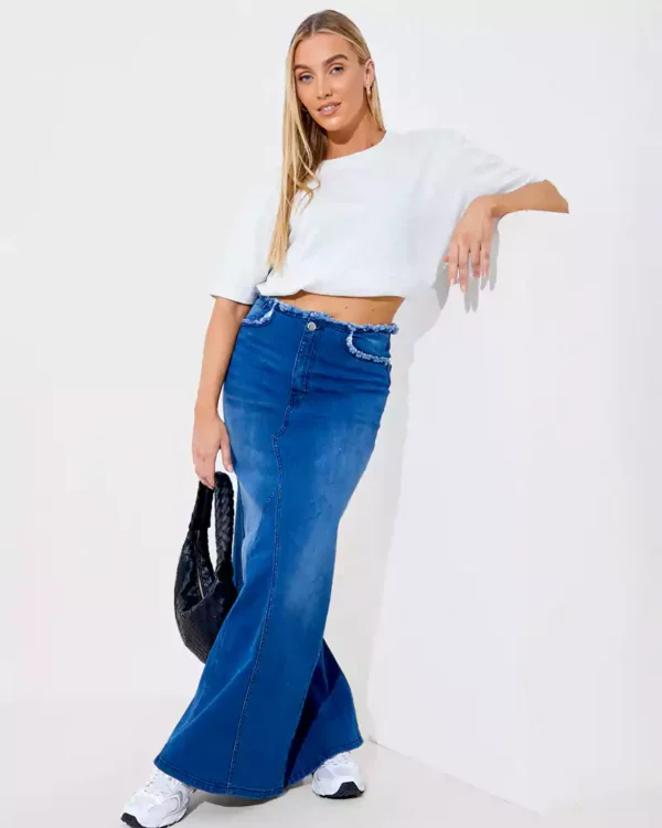 Denim maxi skirts