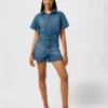 Denim romper shorts