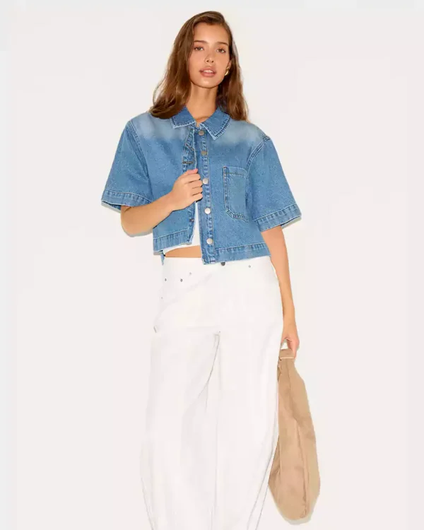 Denim short sleeve shirt