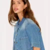 Denim short sleeve shirt