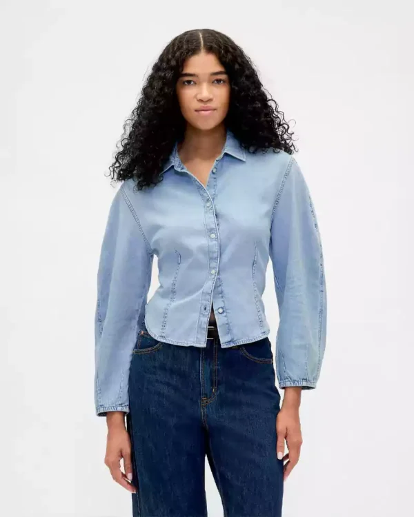 Denim sleeve shirt women