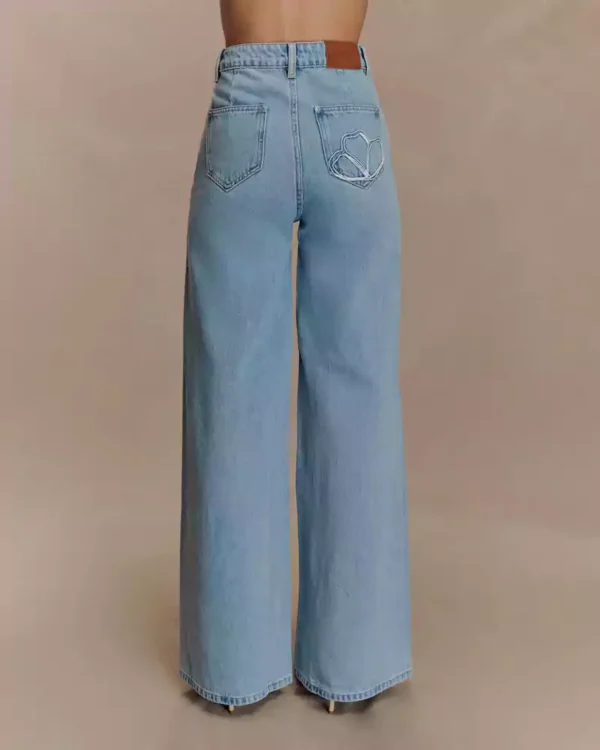 Embroidery on denim jeans