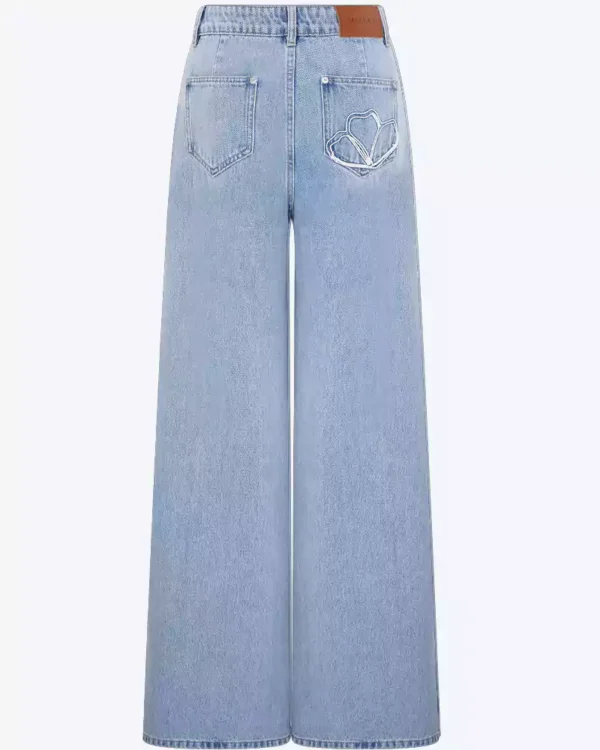 Embroidery on denim jeans