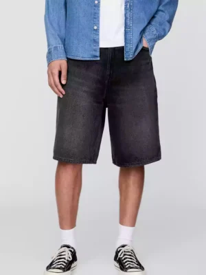 High rise baggy denim shorts