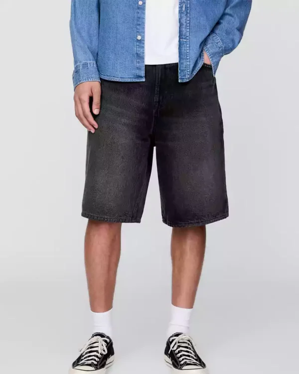 High rise baggy denim shorts