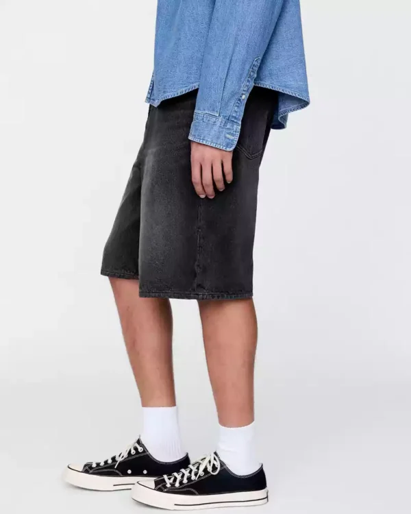High rise baggy denim shorts