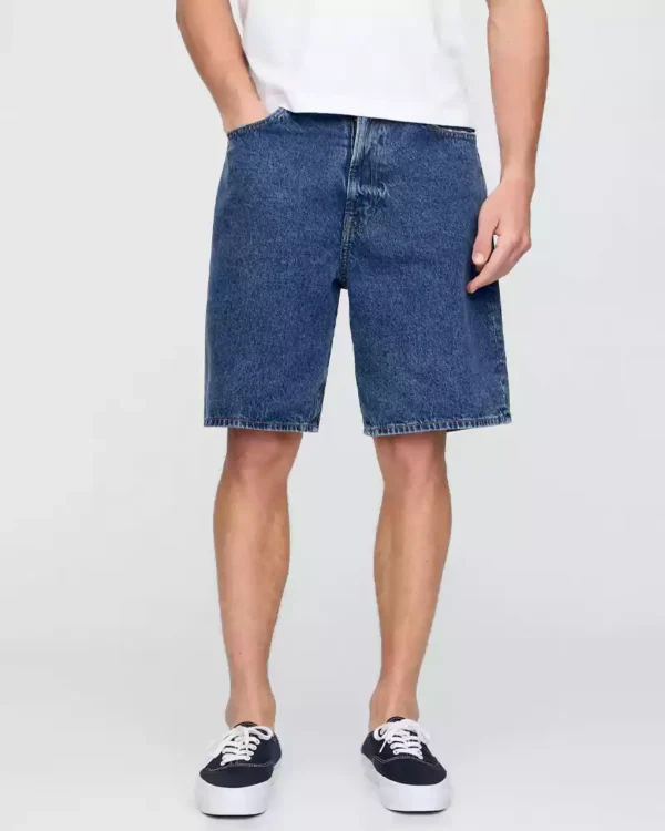 High rise baggy denim shorts
