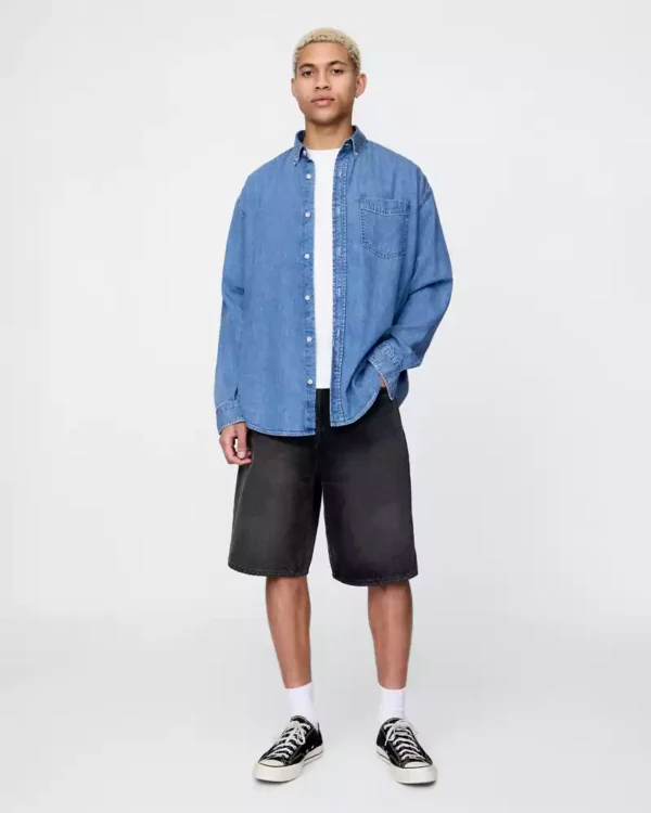 High rise baggy denim shorts