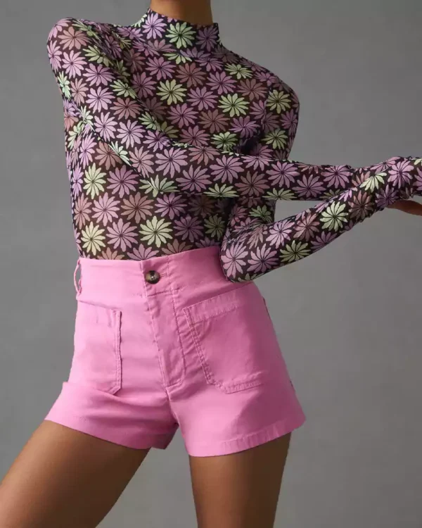 High rise shorts denim