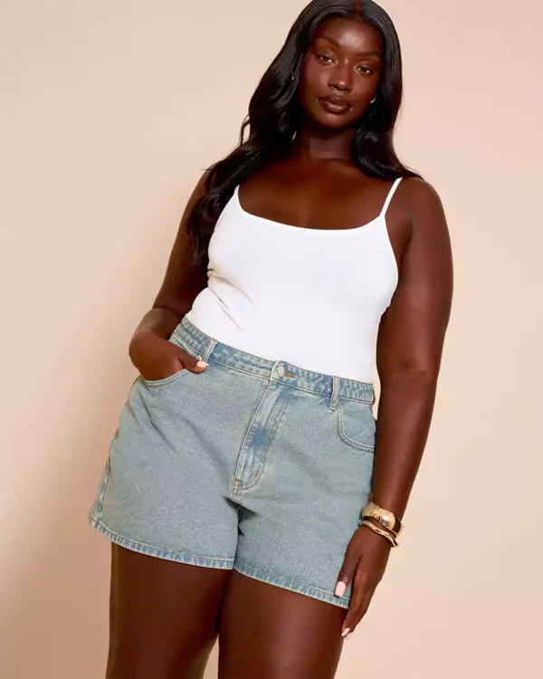 High waisted denim shorts stretch