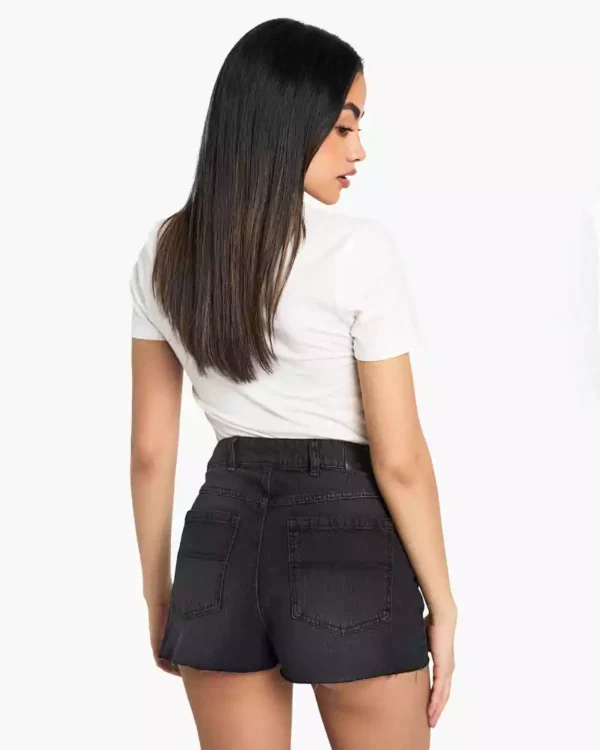 High waisted stretch denim shorts