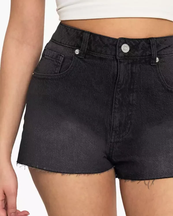 High waisted stretch denim shorts