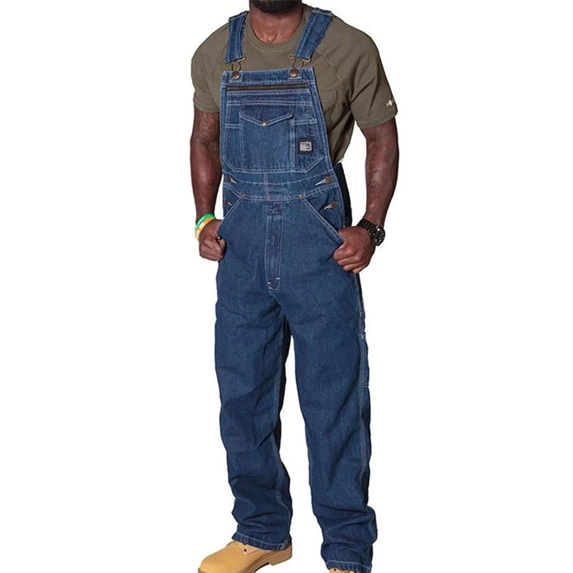 Men's Denim Overalls Men Denim Bib Overalls Fashion Fit Jumpsuit Mens Packet Jeans Overall